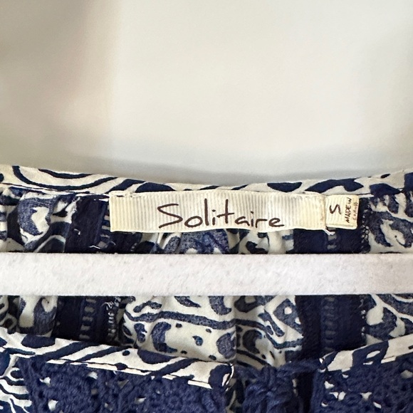 SOLITAIRE | Paisley Boho Navy and White Sleeveless Top - Picture 3 of 14